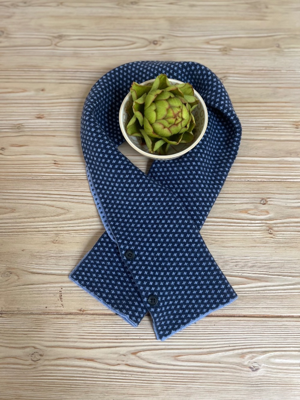 CashmereItaly Italian Cashmere Silk Button Scarf Neck Warmer NWT Navy Blue